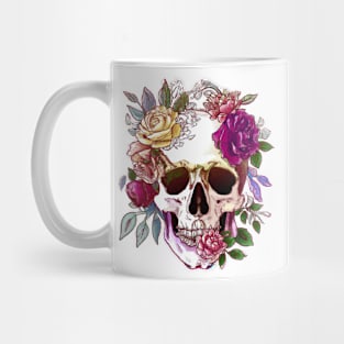 Floral skull watercolor painting style Mug